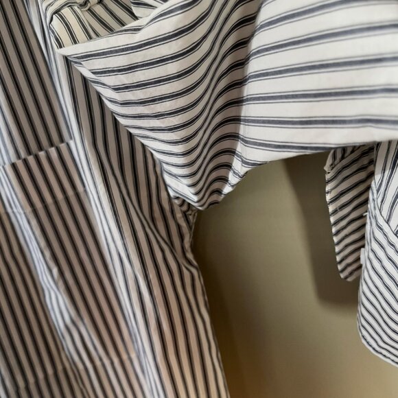 NWOT Everlane Midi Cotton Shirt Dress - Bone/Navy - Size L - Picture 6 of 12